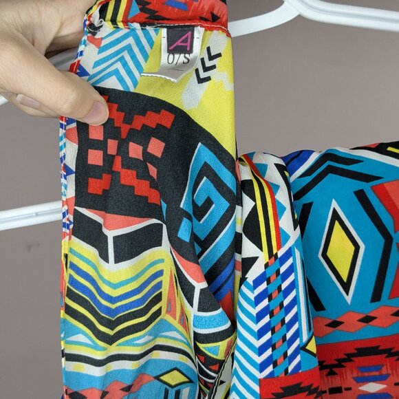 *3/$10* Ardene Patterned Lightweight Infinity Scarf Black Blue Pink Yellow - Picture 2 of 2